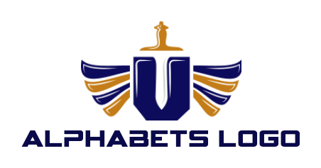 Letter U logo with sword inside and wings
