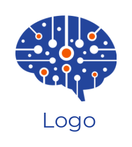 make a research logo tech line with dots inside brain - logodesign.net
