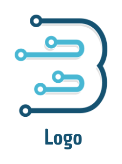 Letter B logo maker tech wires inside letter B