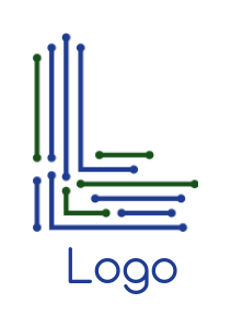 Letter L logo template made of tech wires 