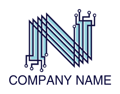 alphabets logo tech wires forming Letter N