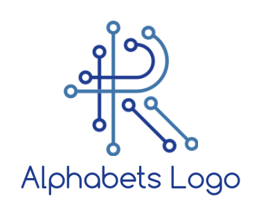 Letter R logo icon formed with tech wires