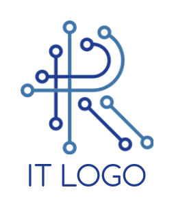 Letter R logo icon formed with tech wires