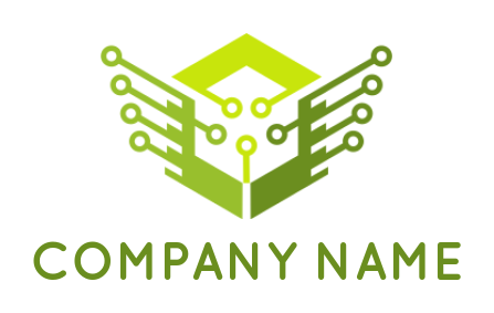 make an IT logo tech wires from hexagon forming wings