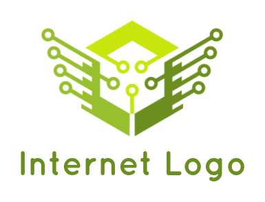 make an IT logo tech wires from hexagon forming wings