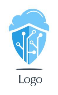 generate an IT logo tech wires in shield with cloud - logodesign.net