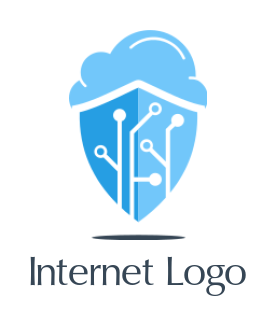 generate an IT logo tech wires in shield with cloud - logodesign.net