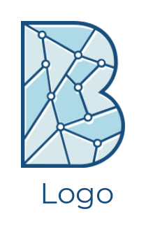 Create a Letter B logo home line art inside letter B