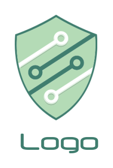 IT logo tech wires in shield - logodesign.net