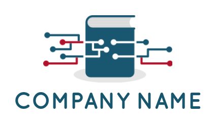 education logo symbol tech wires on book