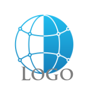 tech wires on half globe and half circle logo template by