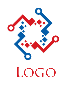 IT logo tech wires with pixels