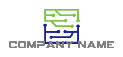 technology connection square line art for IT logo design