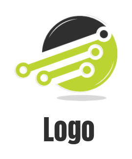 create a IT logo of a  technology wire in circle