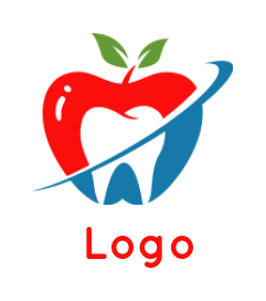 make a medical logo teeth inside the apple with swoosh and leaves 