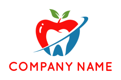 make a medical logo teeth inside the apple with swoosh and leaves 