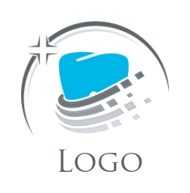 dentist logo teeth with digital cables and star