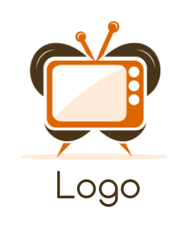 logo concept of television forming butterfly with antenna 