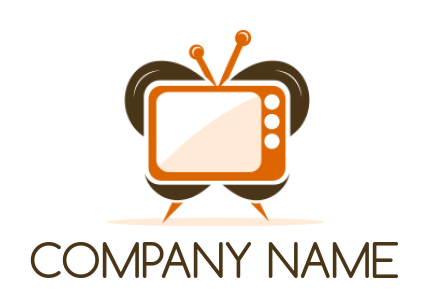 media logo icon television forming butterfly with antenna 