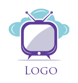 generate an entertainment logo television with antenna and clouds