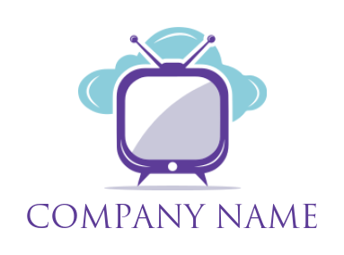 generate an entertainment logo television with antenna and clouds