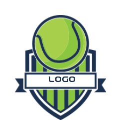 sports logo tennis ball in front of a shield