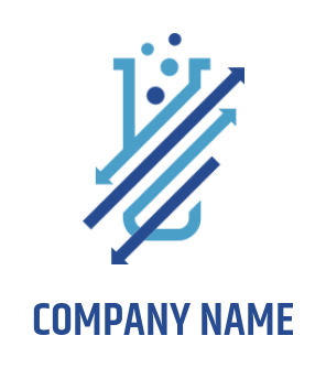 research logo test tube with arrows and bubbles