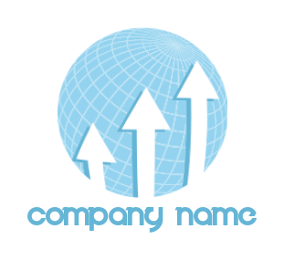 marketing logo symbol three arrows inside the globe - logodesign.net