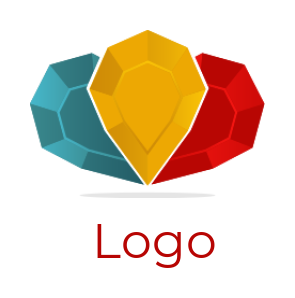 create a gemstones logo three colorful diamonds