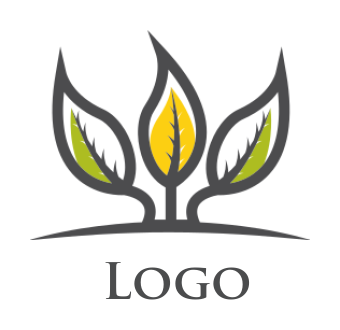 agriculture logo illustration three line leaves - logodesign.net