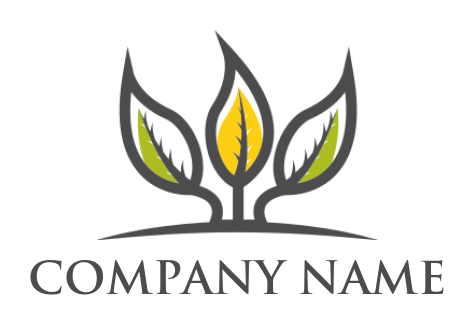 agriculture logo illustration three line leaves - logodesign.net