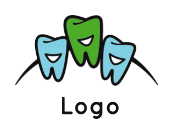 medical logo icon three smiling teeth with swoosh - logodesign.net