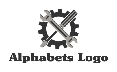 alphabet logo tools forming Letter X in gear