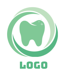 make a medical logo tooth inside swooshes circle