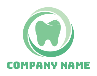 make a medical logo tooth inside swooshes circle