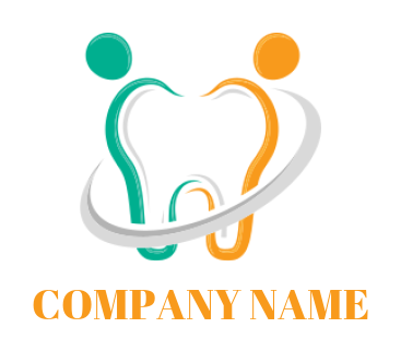 design a medical logo tooth made of abstract people with swoosh 