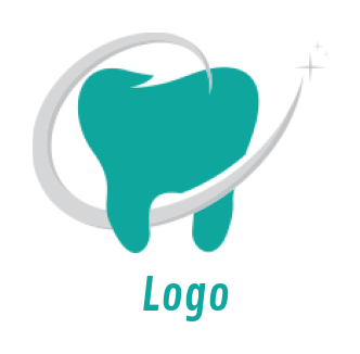 medical logo tooth with swoosh and shining stars