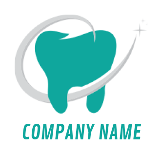 design a medical logo tooth with swoosh and shining stars - logodesign.net