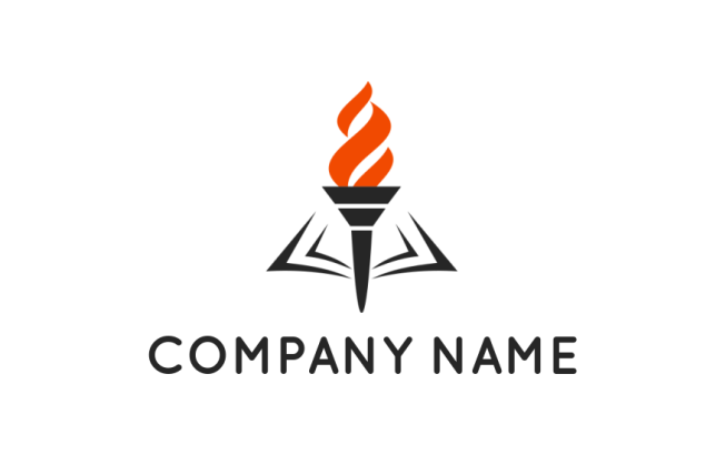 Generate a logo of torch and bible 