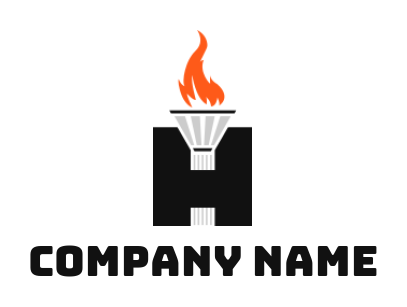 Make a Letter H logo with torch and flames