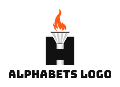 Make a Letter H logo with torch and flames
