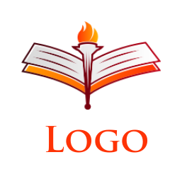education logo icon torch in center of open book