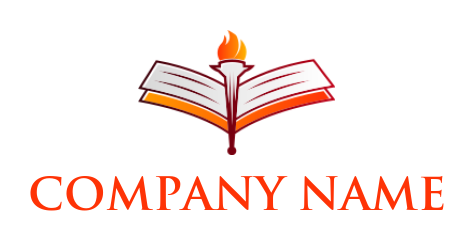 education logo icon torch in center of open book