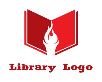 make an education logo of torch inside the book