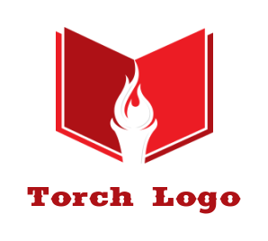 make an education logo of torch inside the book