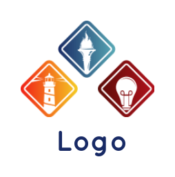 energy logo torch lighthouse and bulb squares