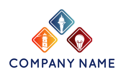 energy logo torch lighthouse and bulb squares