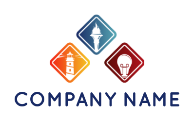 energy logo illustration torch lighthouse and bulb squares - logodesign.net
