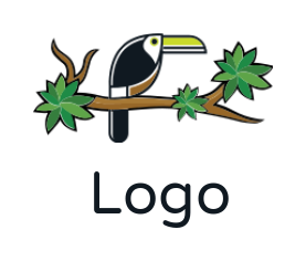 generate a pet logo toucan bird on tree branch