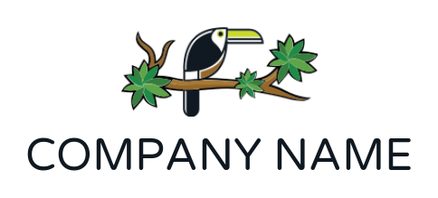 generate a pet logo toucan bird on tree branch